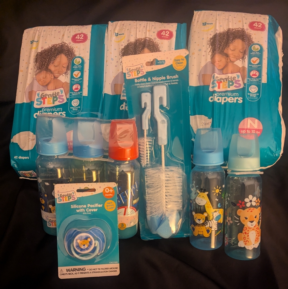 Premium Diapers and Baby Bottle Set